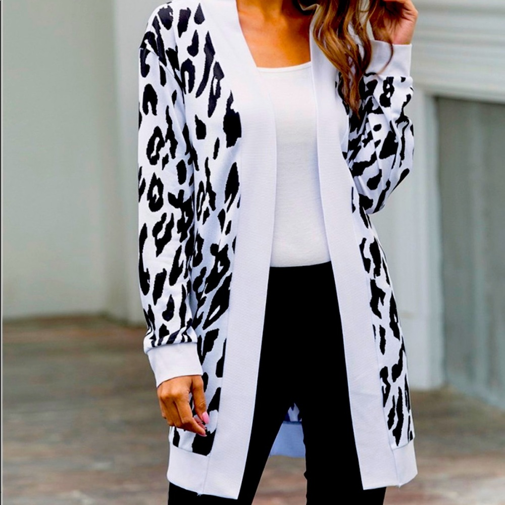 Black Leopard Open Cardigan